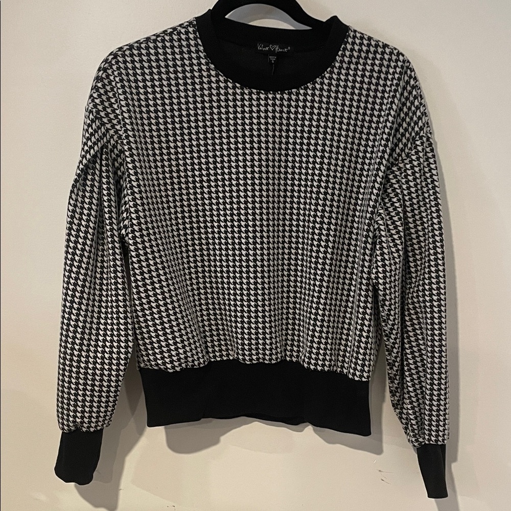 Velvet Heart Monochrome Houndstooth Sweater Sz S